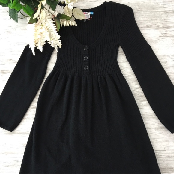 Roxy Dresses & Skirts - ROXY Black Sweater Dress Babydoll XS Angora Rabbit